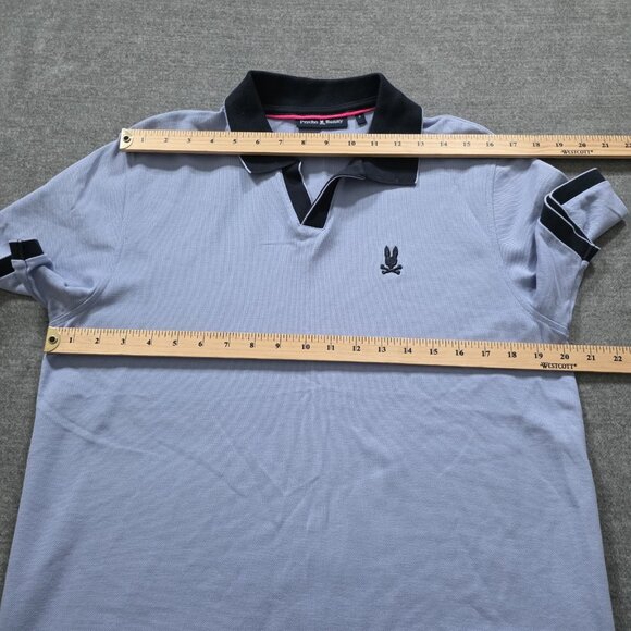 Psycho Bunny Polo Shirt Men 5 / M Lavender SS Logo Pique Edgy Preppy Cotton Bold - Picture 4 of 14